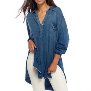 We The Free “Love This Henley” Chambray Tunic